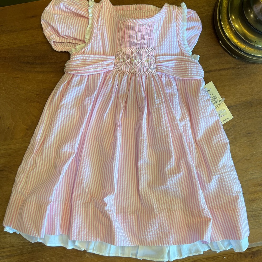 Ralph Lauren Pink and White Striped Baby Dress